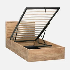Opbergbed 90x190cm met lattenbodem en hoofdbord houtdecor