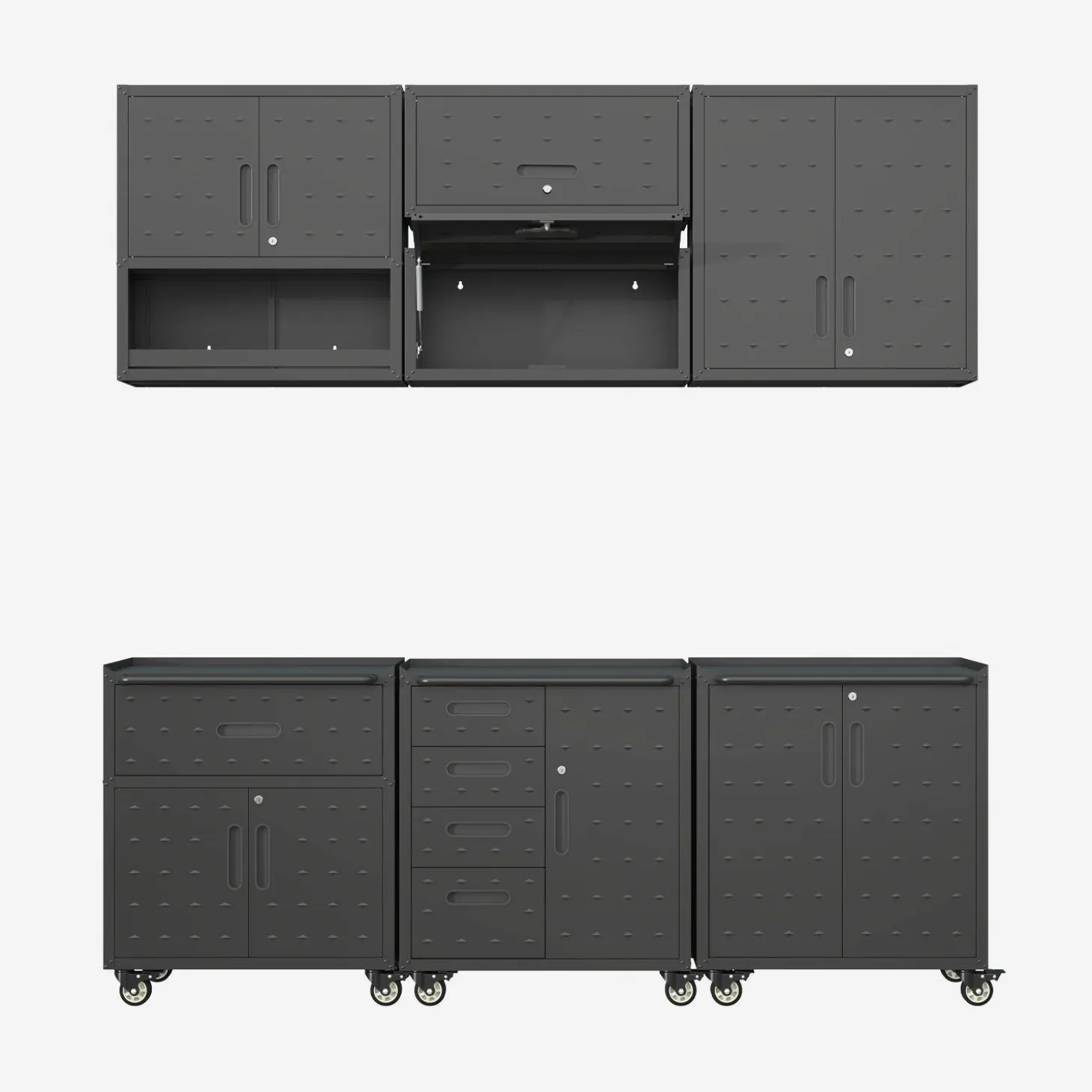 Opbergkasten 6 modules staal voor de garage of schuur