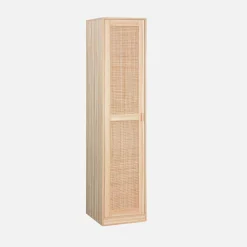 Opbergkast met 1 deur rotan en houteffect 40cm