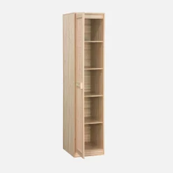 Opbergkast met 1 deur rotan en houteffect 40cm