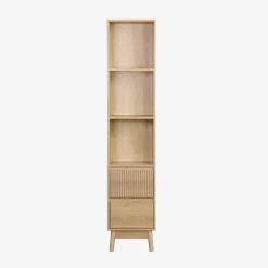 Opbergkolom met houtdecor 3 planken 2 lades