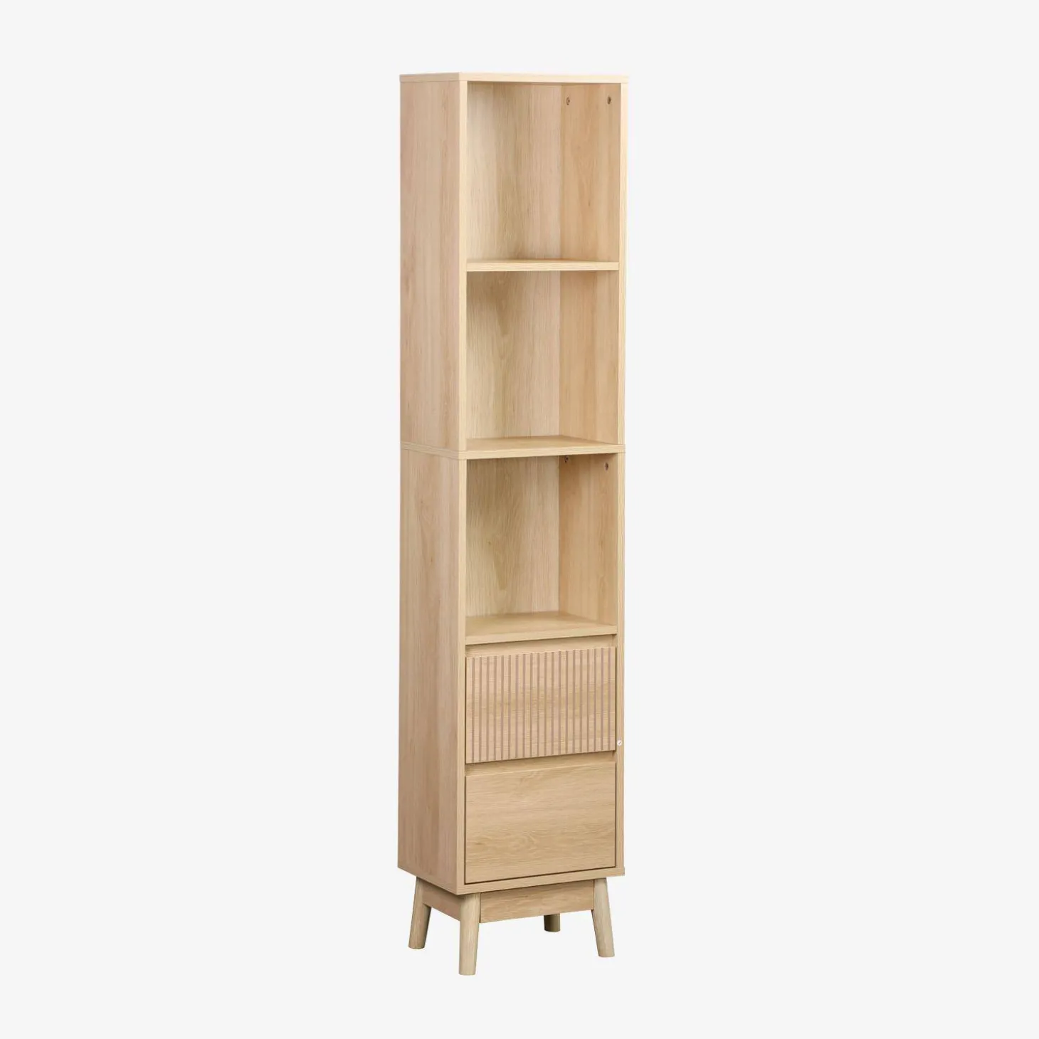 Opbergkolom met houtdecor 3 planken 2 lades