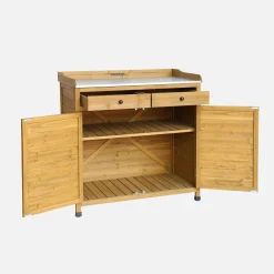 Opbergmeubel, werktafel van dennenhout, 2 deuren, 2 laden