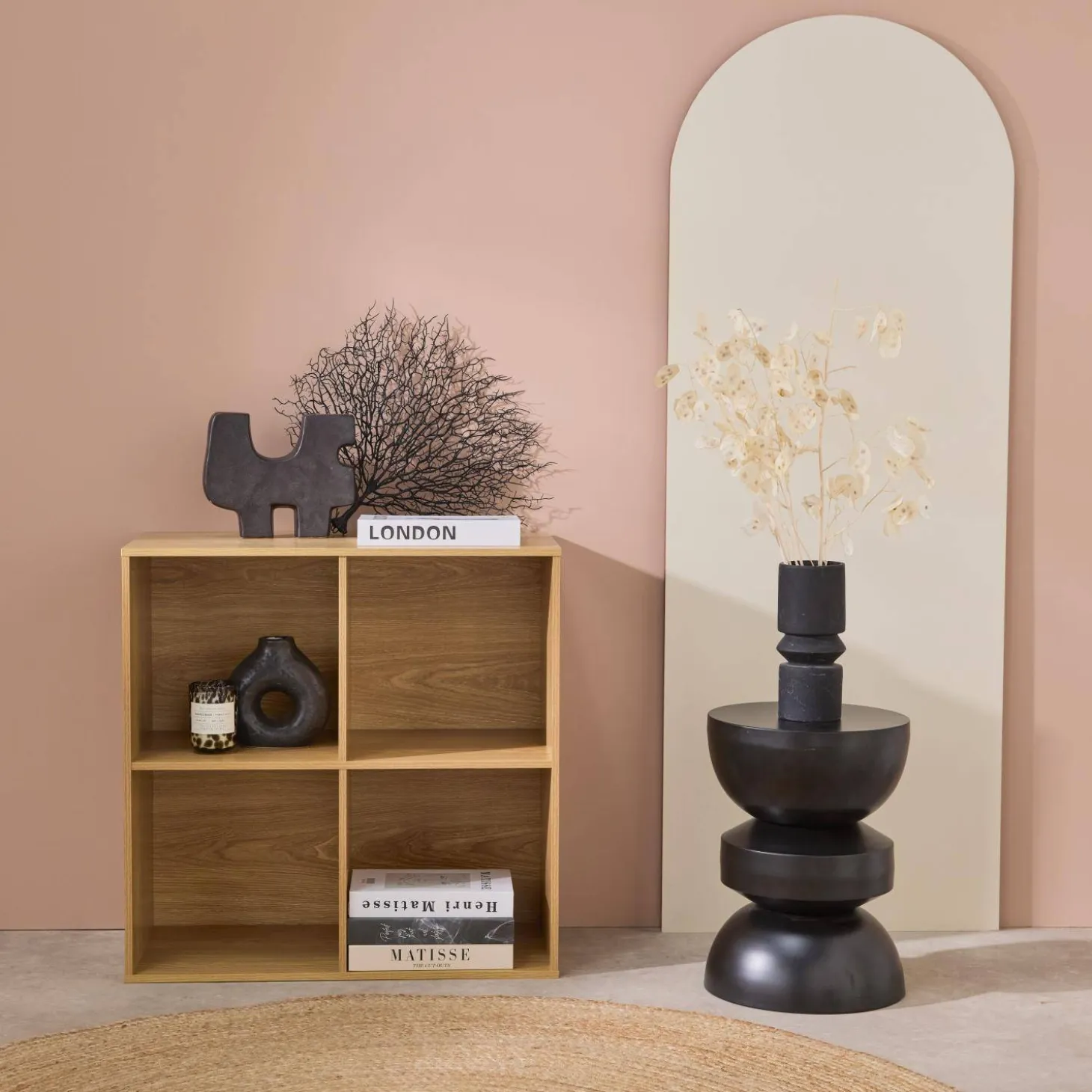 Opbergmodule houtdecor 4 vakken 70cm
