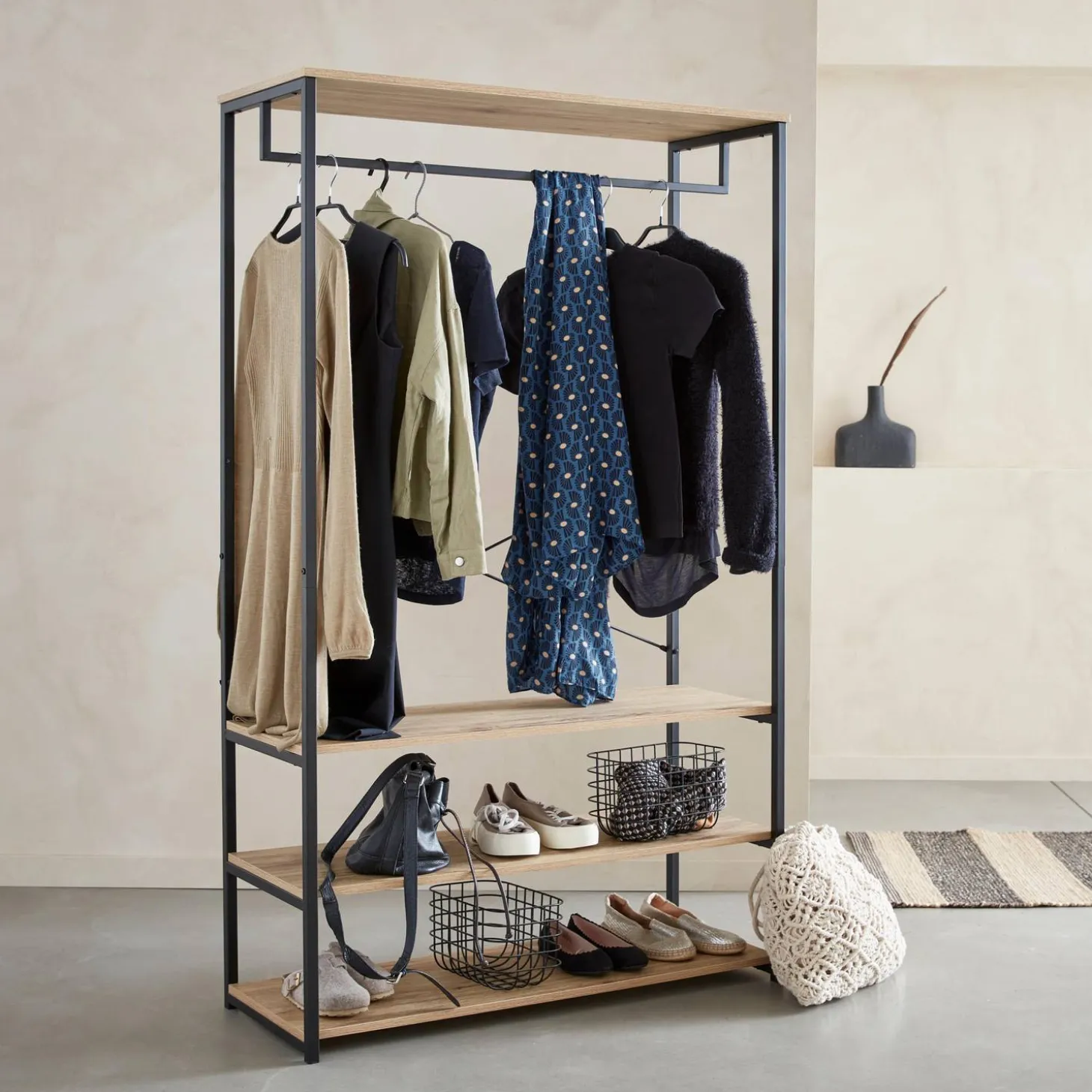 Open kast metaal hangruimte en planken 100cm