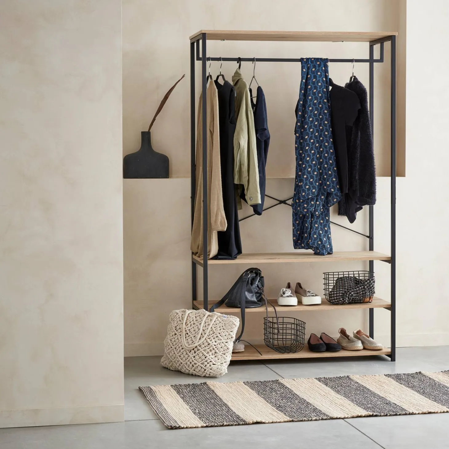 Open kast metaal hangruimte en planken 100cm