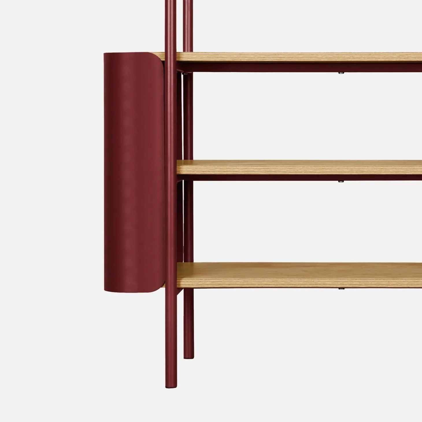 Open kast 6 niveaus gebogen metaal en houtdecor