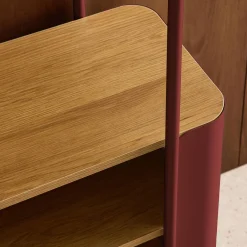 Open kast 6 niveaus gebogen metaal en houtdecor