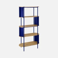 Open kast 5 niveaus gebogen metaal en houtdecor