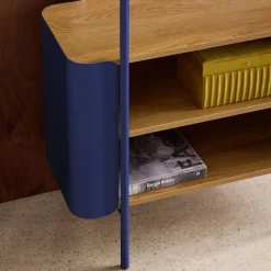 Open kast 6 niveaus gebogen metaal en houtdecor