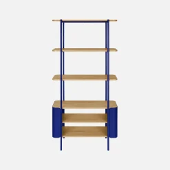 Open kast 6 niveaus gebogen metaal en houtdecor