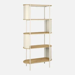 Open kast 5 niveaus gebogen metaal en houtdecor