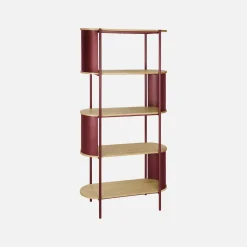 Open kast 5 niveaus gebogen metaal en houtdecor
