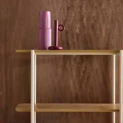 Open kast 6 niveaus gebogen metaal en houtdecor