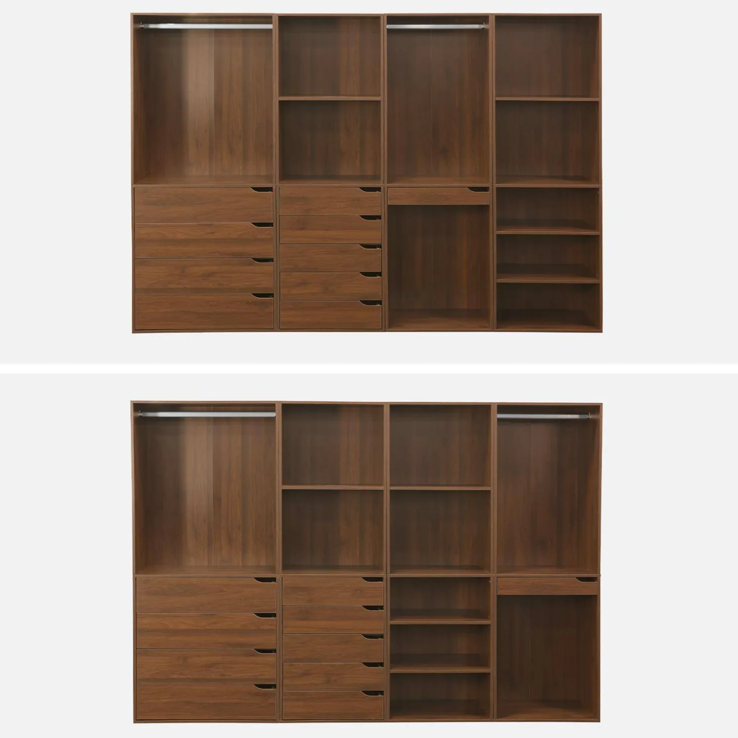 Open kledingkast 4 modulaire modules 9 lades hangruimtes vakken