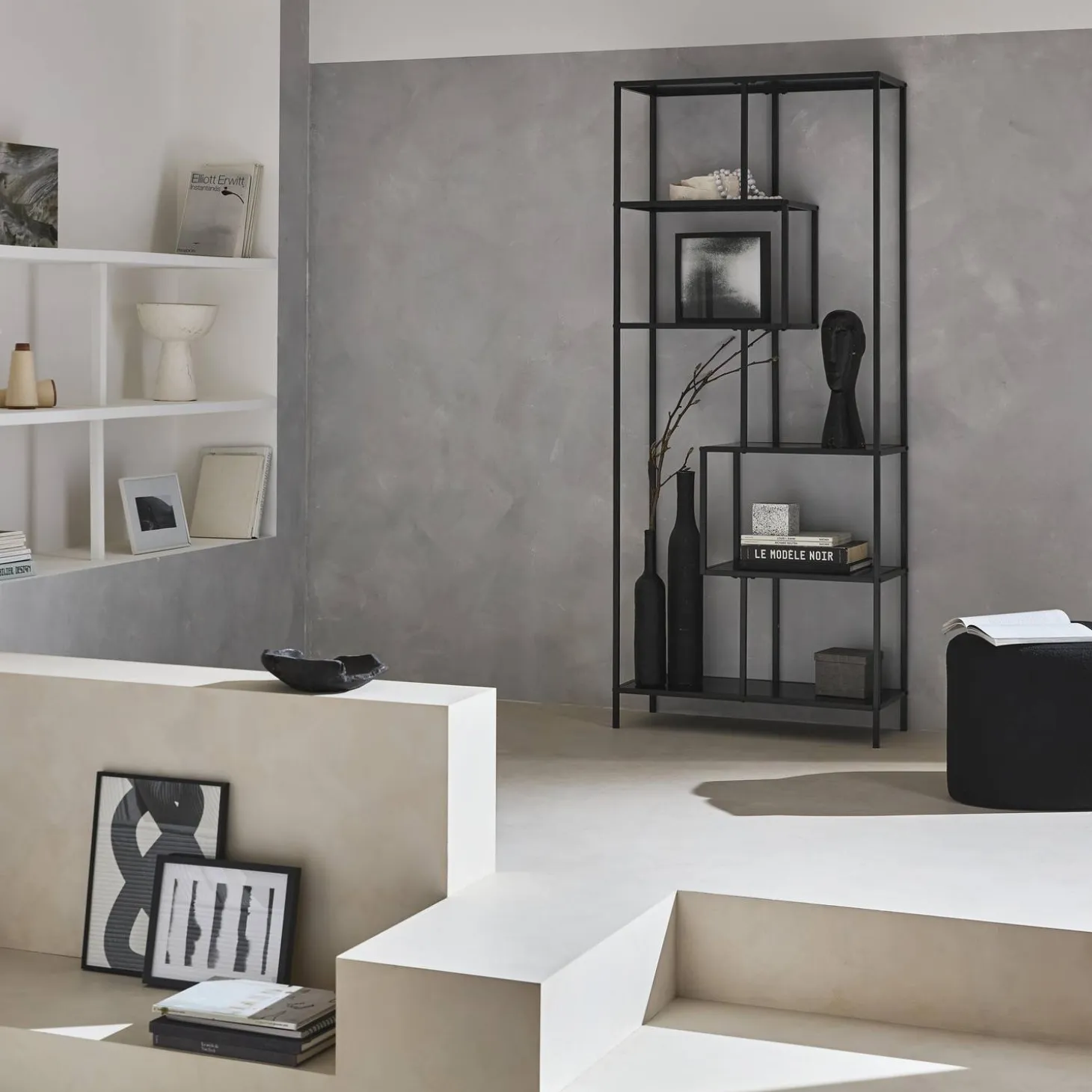 Open wandkast asymmetrisch 6 vakken metaal 77cm