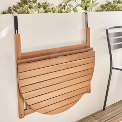 Opklapbare balkontafel hout half rond 70x50cm