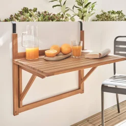 Opklapbare balkontafel hout rechthoekig 70x50cm