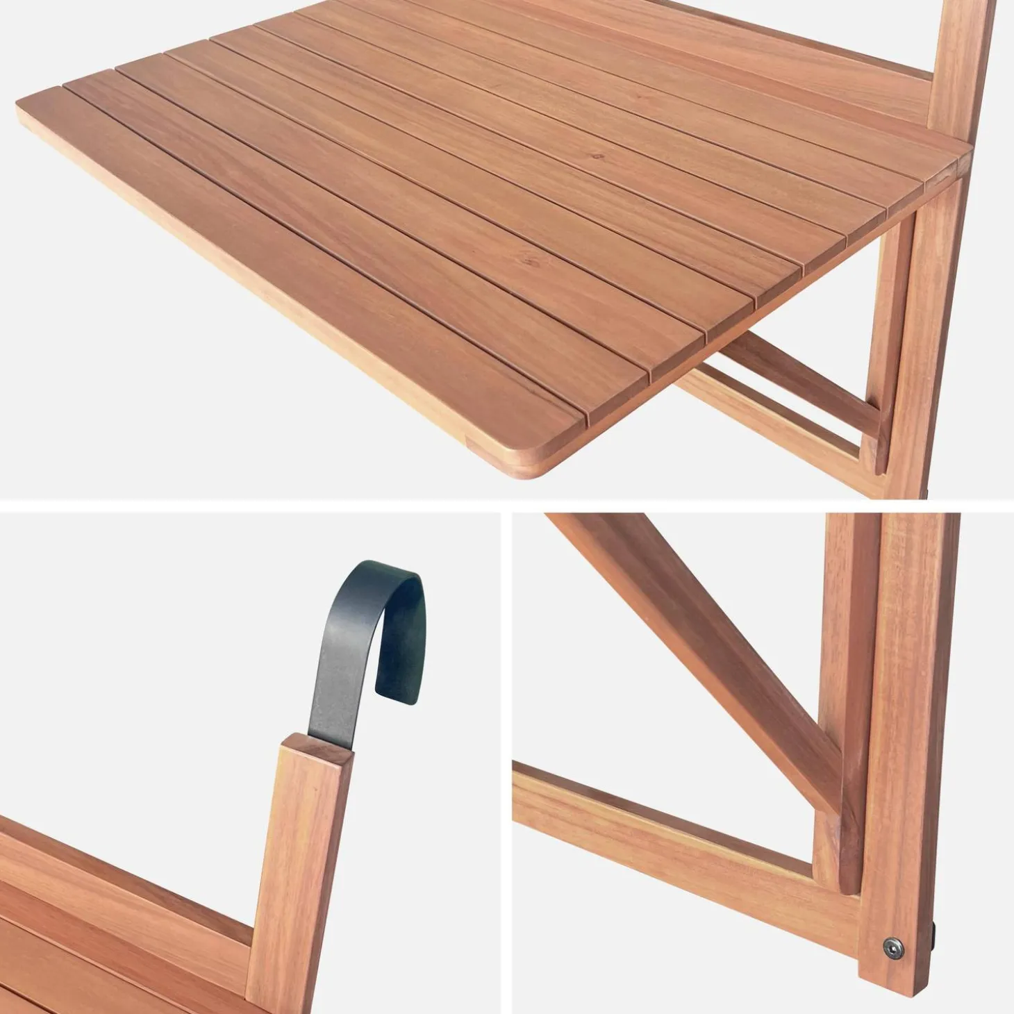 Opklapbare balkontafel hout rechthoekig 70x50cm