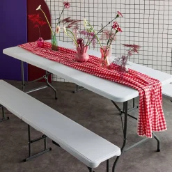 Opklapbare kunststof receptietafel + bank