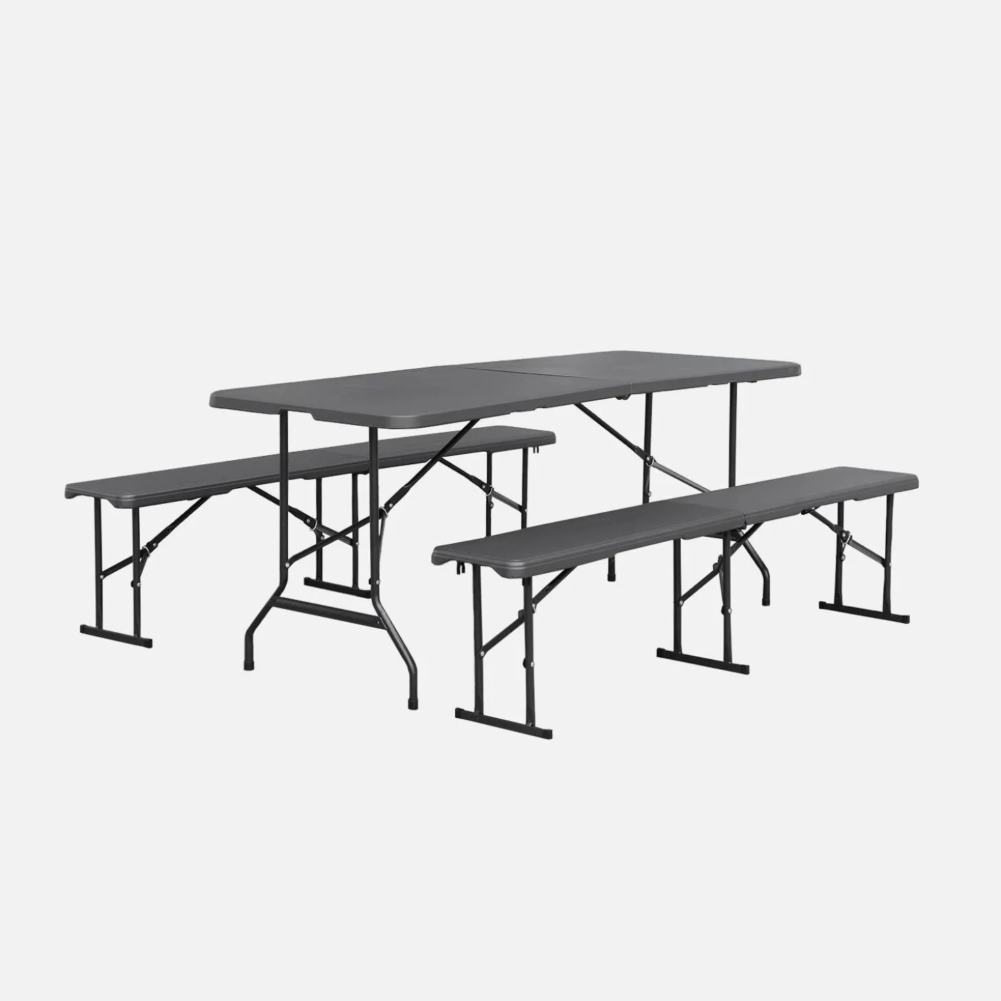 Opklapbare kunststof receptietafel + bank