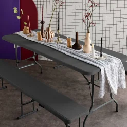 Opklapbare kunststof receptietafel + bank