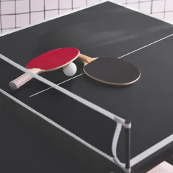 Opklapbare mini-tafeltennistafel voor binnen met 4 batjes en 6 ballen