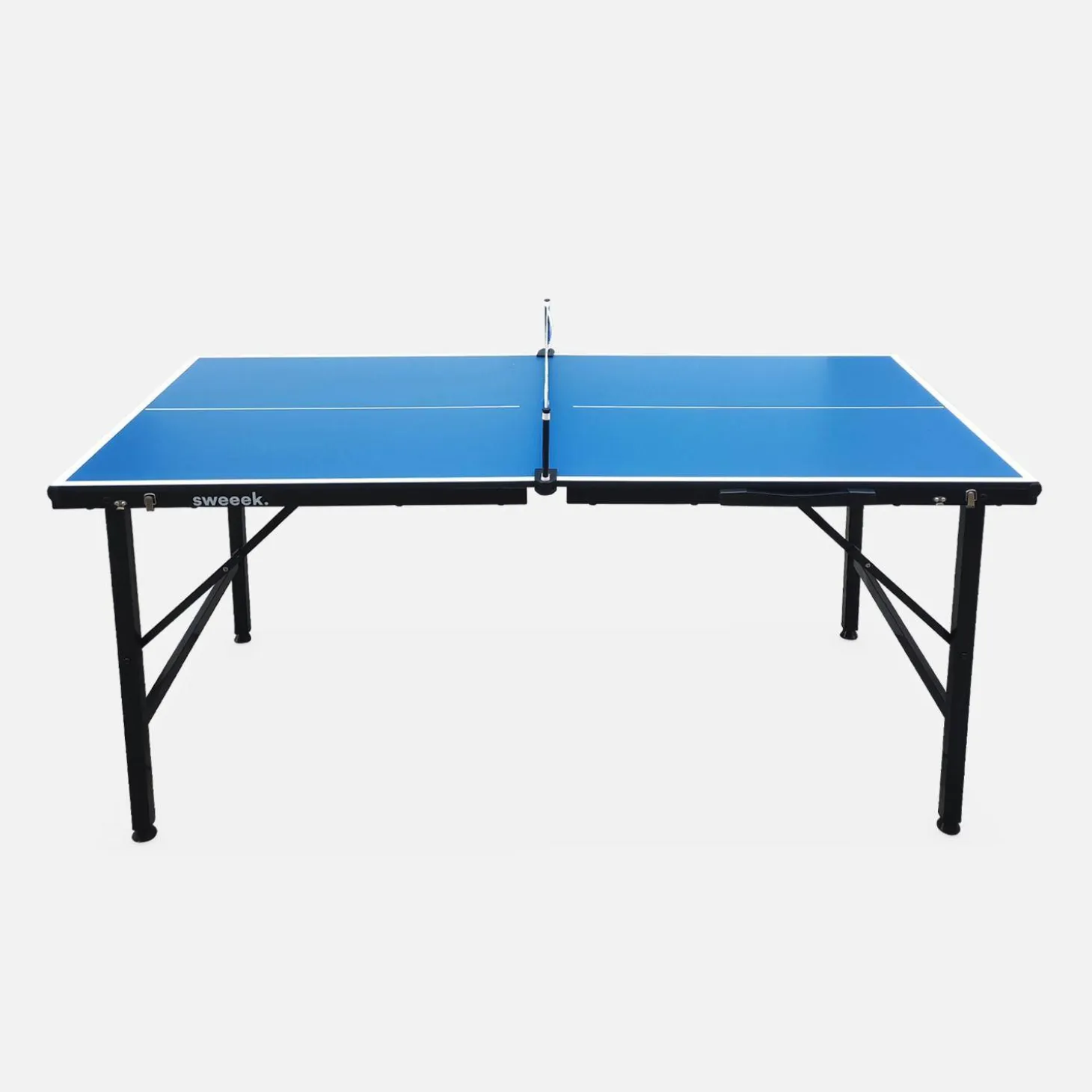 Opklapbare mini-tafeltennistafel voor binnen met 4 batjes en 6 ballen