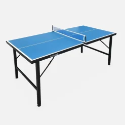 Opklapbare mini-tafeltennistafel voor binnen met 4 batjes en 6 ballen