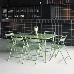 Opklapbare tuintafel met 6 opklapbare stoelen metaal