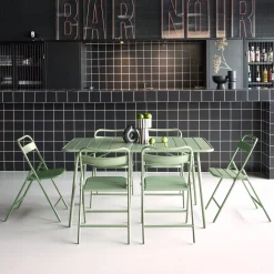 Opklapbare tuintafel met 6 opklapbare stoelen metaal