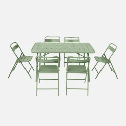 Opklapbare tuintafel met 6 opklapbare stoelen metaal