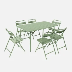 Opklapbare tuintafel met 6 opklapbare stoelen metaal