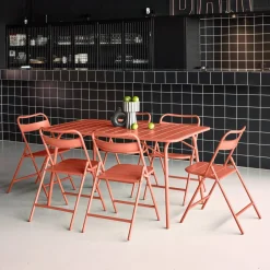 Opklapbare tuintafel met 6 opklapbare stoelen metaal