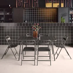 Opklapbare tuintafel met 6 opklapbare stoelen metaal