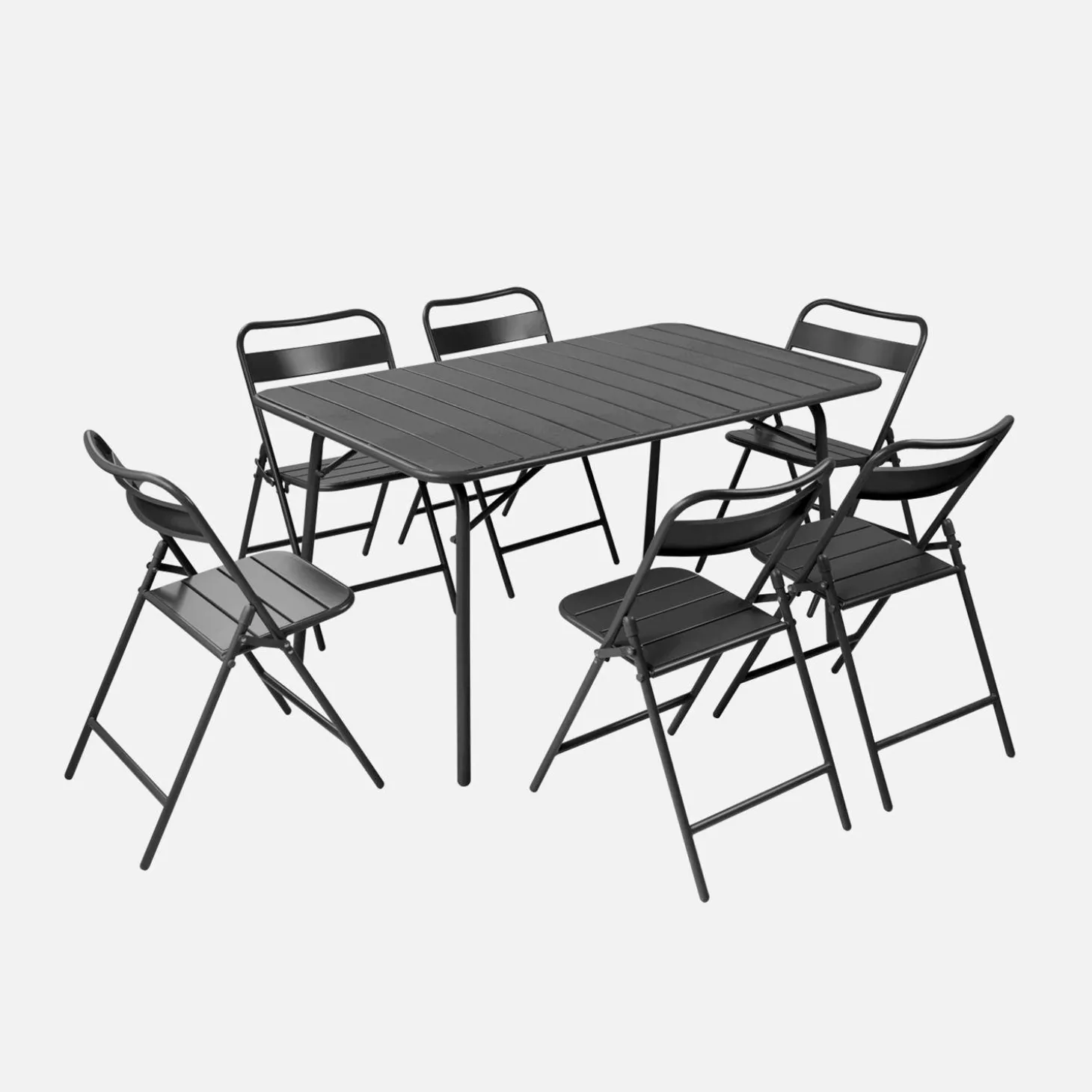 Opklapbare tuintafel met 6 opklapbare stoelen metaal