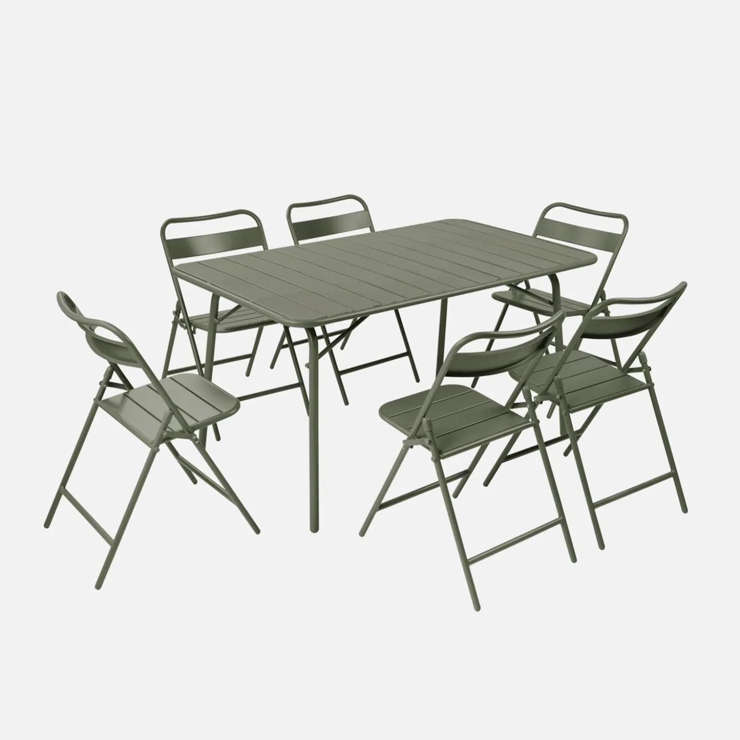 Opklapbare tuintafel met 6 opklapbare stoelen metaal