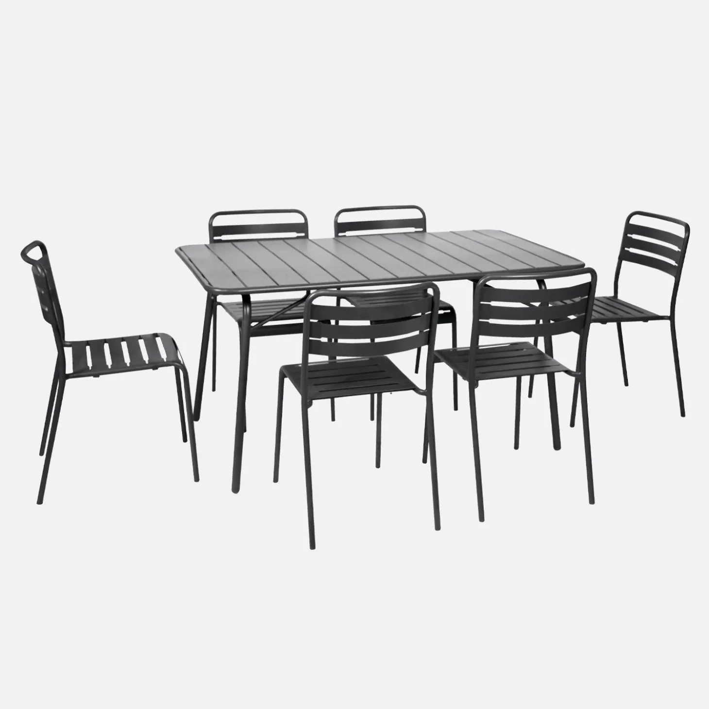 Opklapbare tuintafel met 6 stoelen metaal