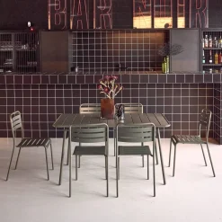 Opklapbare tuintafel met 6 stoelen metaal