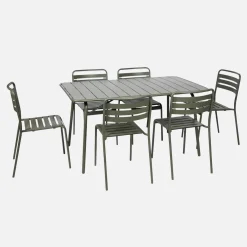 Opklapbare tuintafel met 6 stoelen metaal
