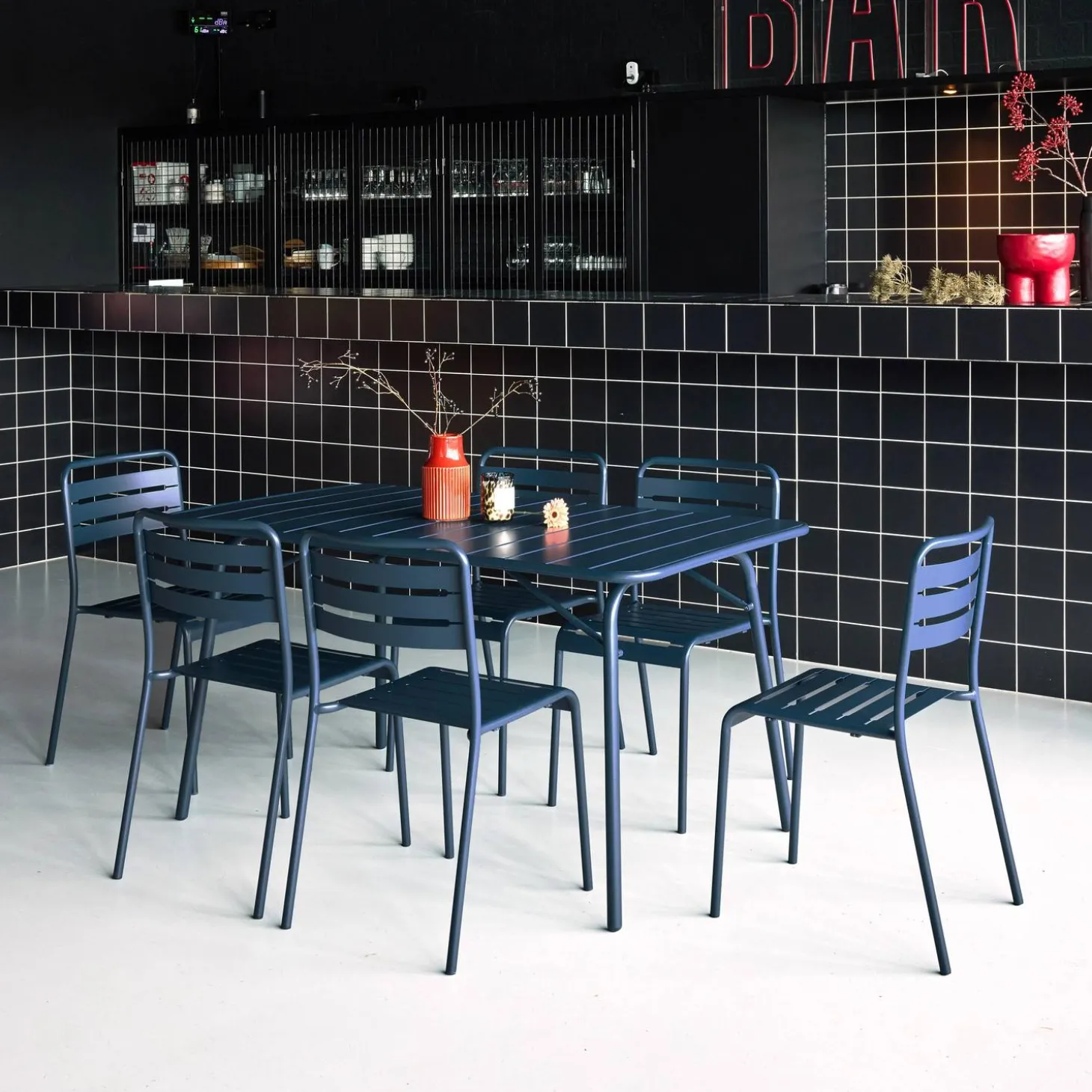 Opklapbare tuintafel met 6 stoelen metaal