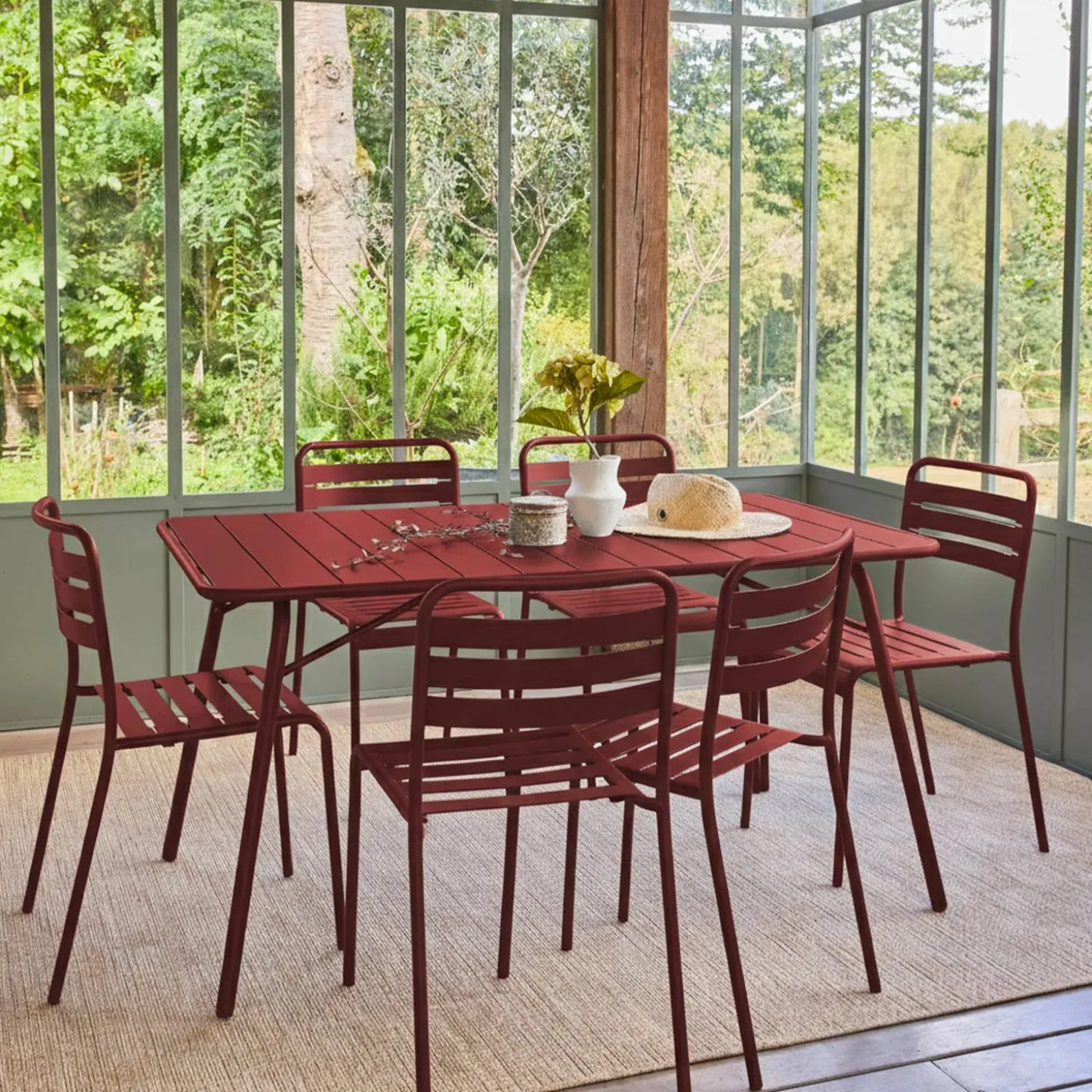 Opklapbare tuintafel met 6 stoelen metaal