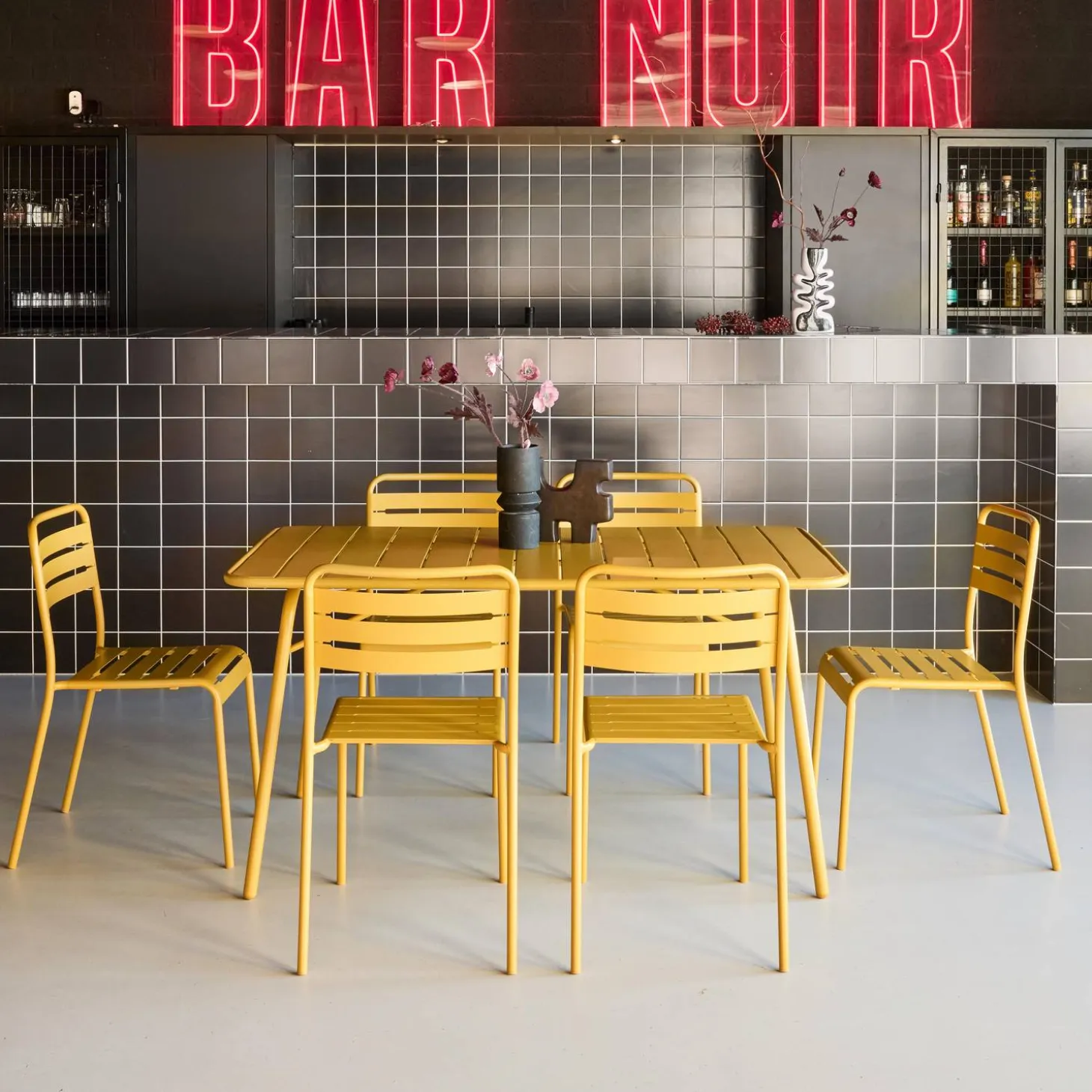 Opklapbare tuintafel met 6 stoelen metaal