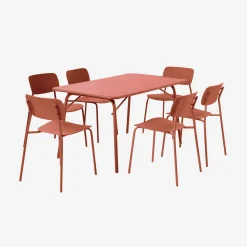 Opklapbare tuintafel + 6 stoelen metaal