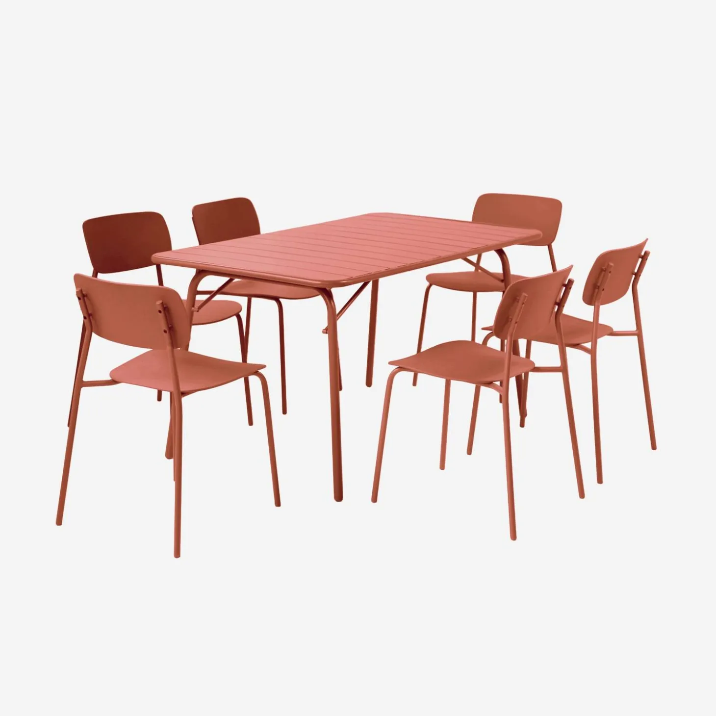 Opklapbare tuintafel + 6 stoelen metaal
