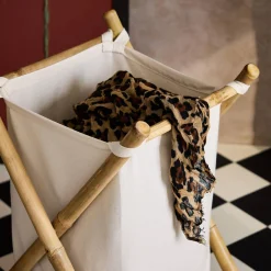 Opvouwbare wasmand van bamboe en stof