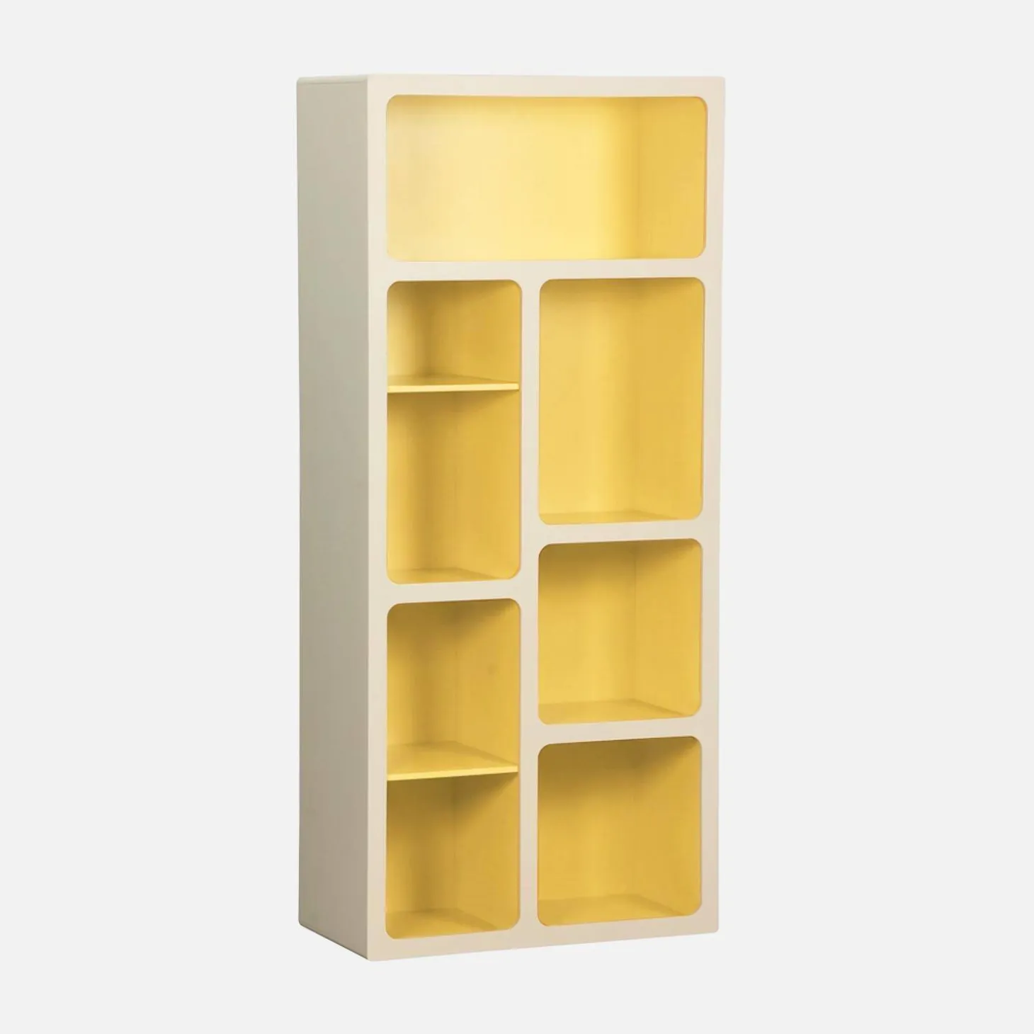 Organische boekenkast met tweekleurig houtdecor 8 vakken