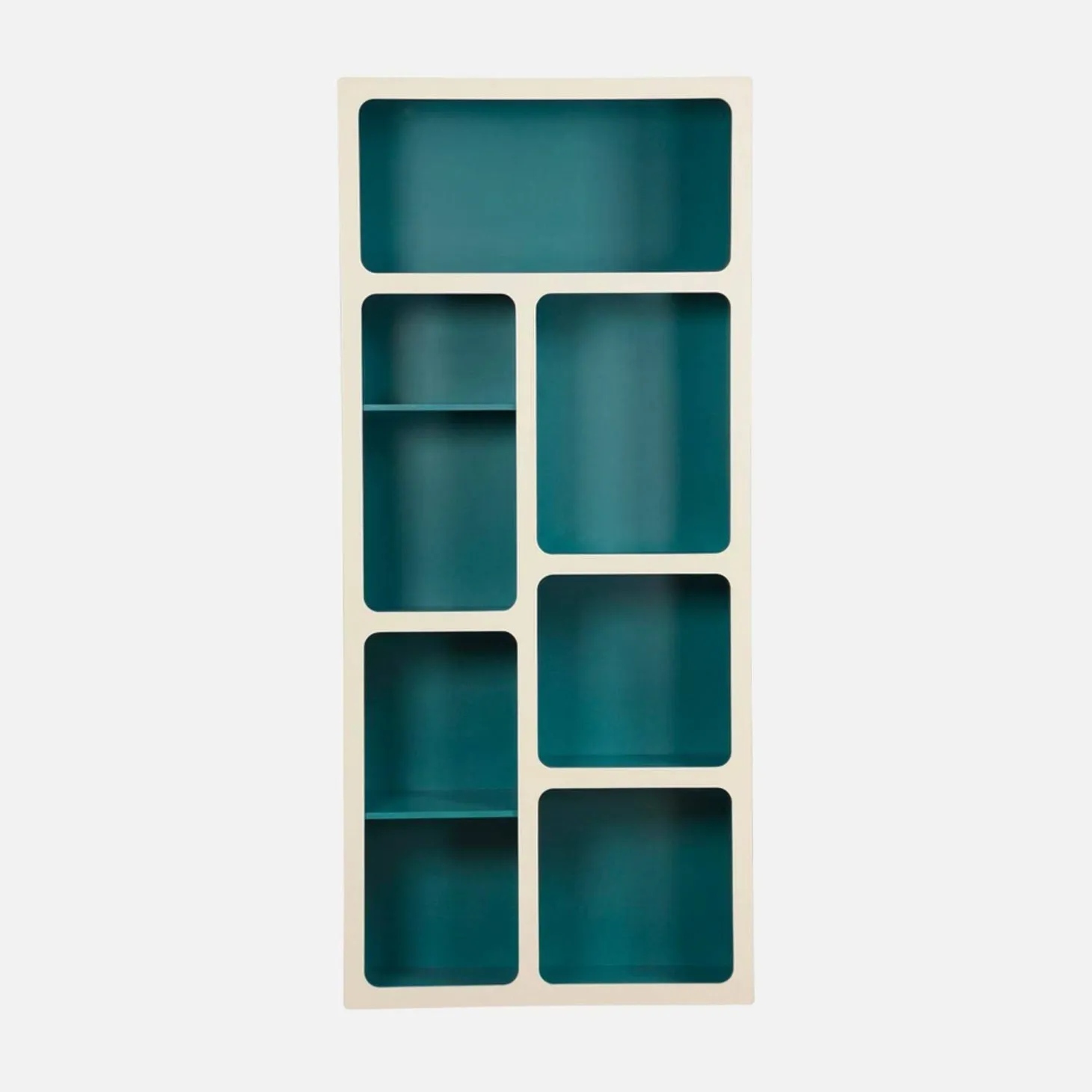 Organische boekenkast met tweekleurig houtdecor 8 vakken