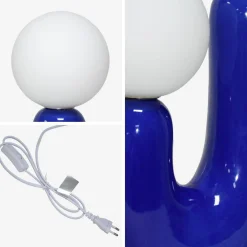 Organische tafellamp keramiek en wit glas H 31cm