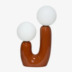Organische tafellamp keramiek en wit glas H 31cm
